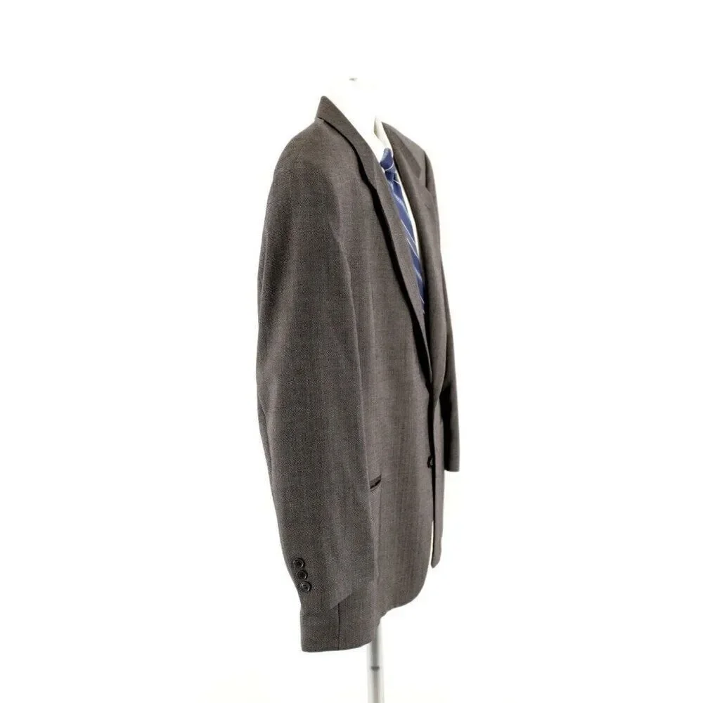 Pierre Cardin Textured Tweed Wool Gray Check 2 Button‎ Blazer 44L